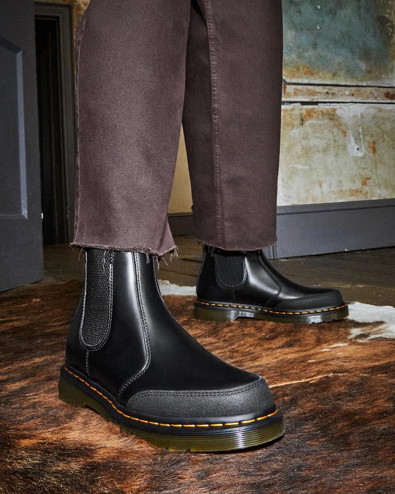 Dr Martens 2976 Guard Panel Leren Enkellaars Heren Zwart | NL 37WNB